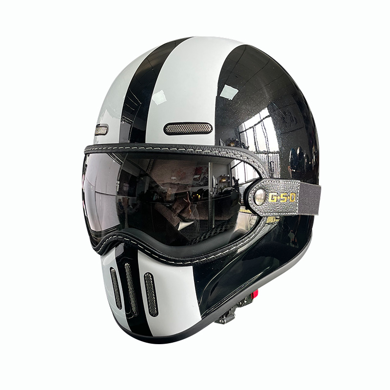 Motosiklet kaskı (dəbilqə) – Motuoche Motorbike Helmet - black-and-white-black-transparent-lens-m55-56