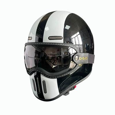 Motosiklet kaskı (dəbilqə) – Motorcycle Helmet for Men and Women - black-and-white-black-clear-lens-m55-56