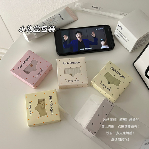 Dustproof independent packaging polka dot girl ice silk seamless mid-waist high elastic breathable crotch crotch women's briefs