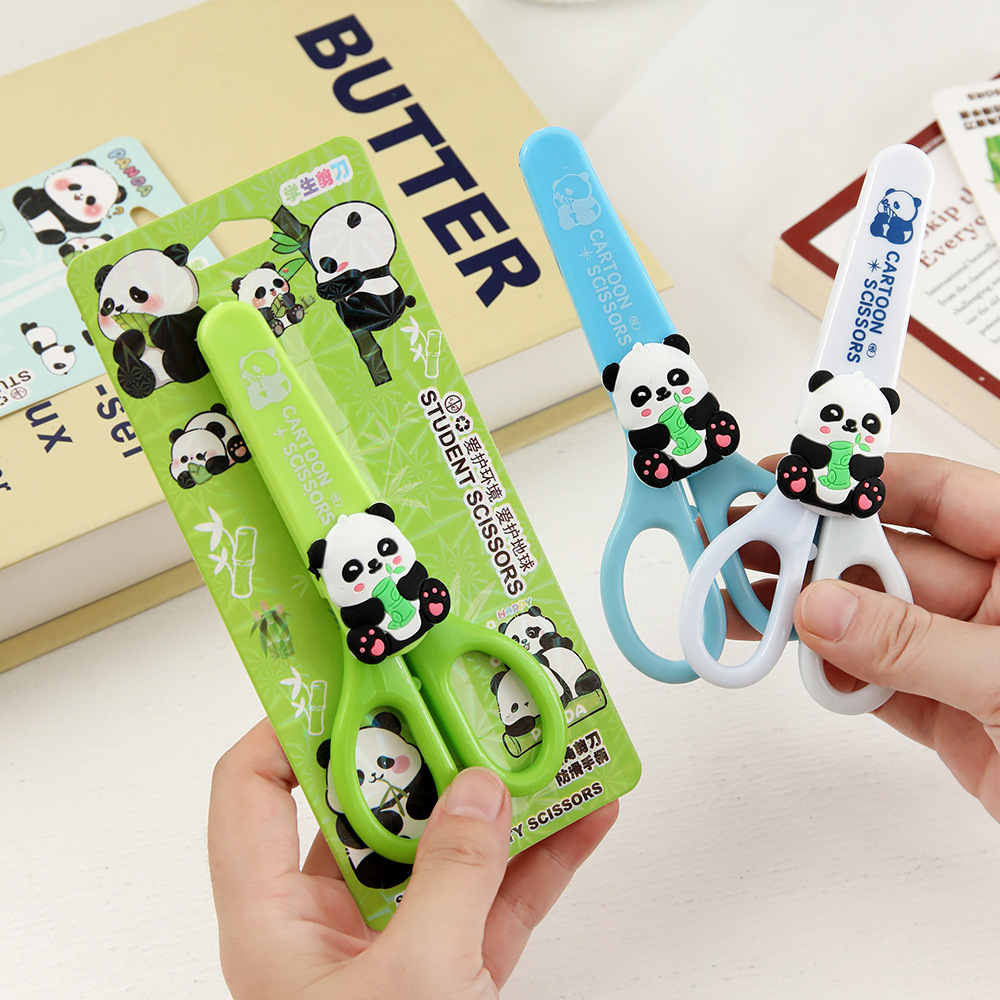 Tijeras panda de dibujos animados de alto valor facial tijeras de acero inoxidable tijeras de estudiantes herramientas de corte de papel DIY suministros creativos de estudiantes