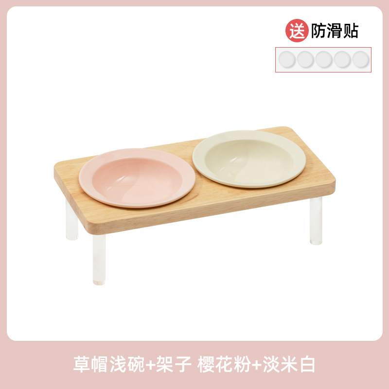 Corea del Sur tazón de cerámica gato mascota OVNI tazón alto pie anti-golpe gato tazón de comida soporte cervical tazón de agua doble tazón perro tazón