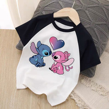 跨境亚马逊Stitch 史迪奇动画图案印花童装中大童时尚潮流短袖T恤