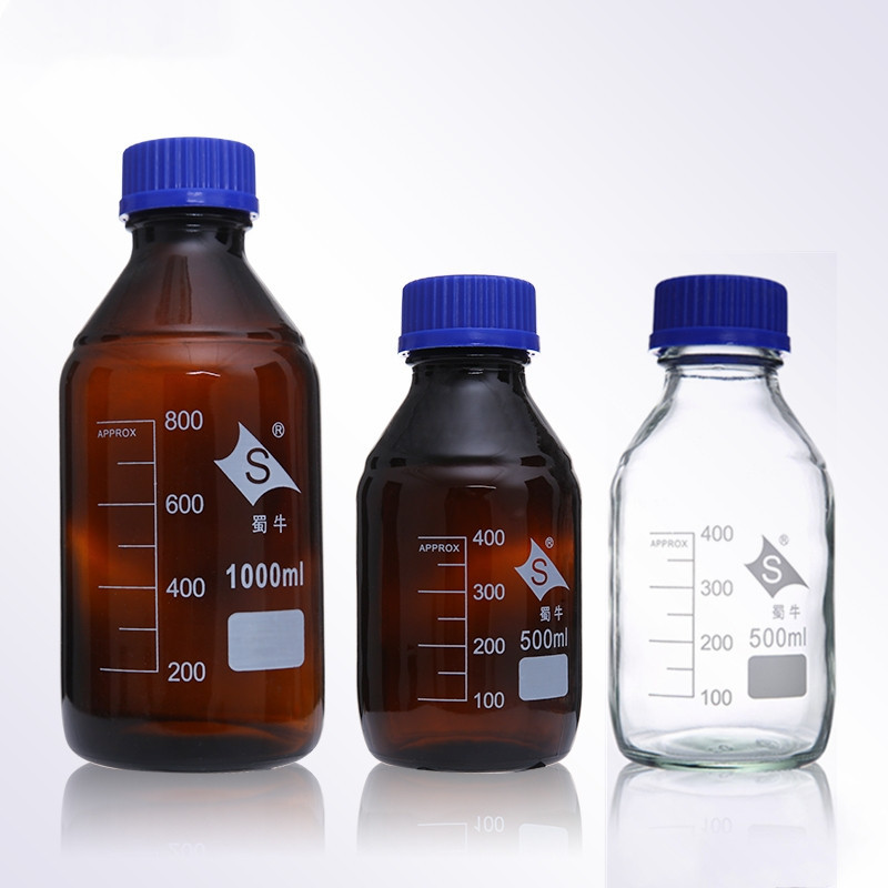 蜀牛蓝盖丝口瓶 蓝盖试剂瓶 耐高温高硼硅螺口瓶 黄盖试剂瓶