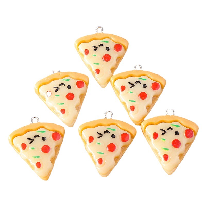 15 unids/bolsa de dibujos animados lindo creativo simulación alimentos y jugar aleación pizza goteo accesorios aceite DIY joyería colgante