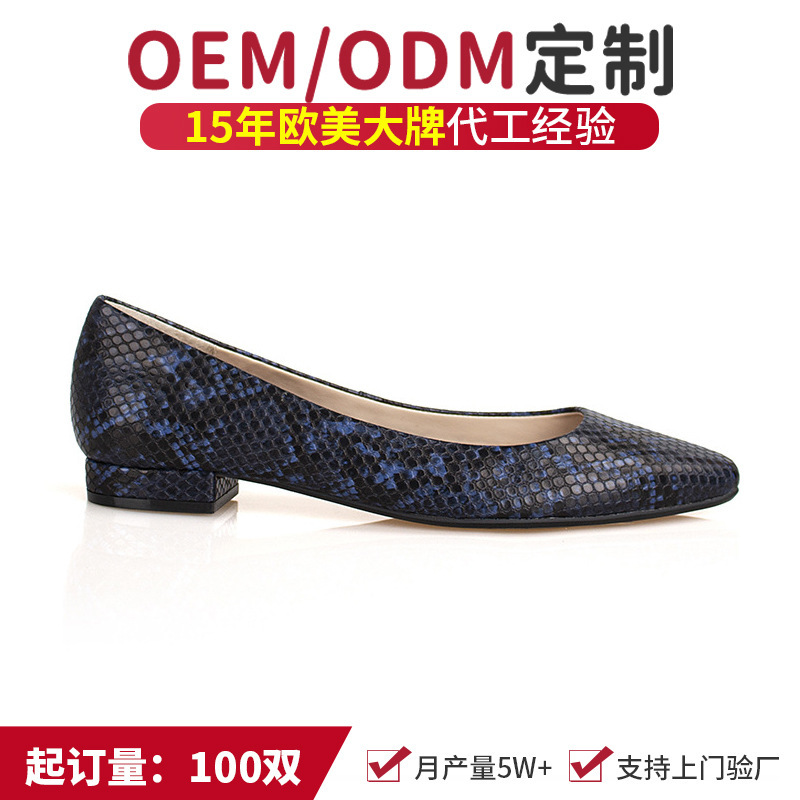 Foreign Trade Oem Women's Shoe Factory Custom Crocodile Pattern Pu Flats Retro Low-Heeled Sandals Oem Production Flat Breathable