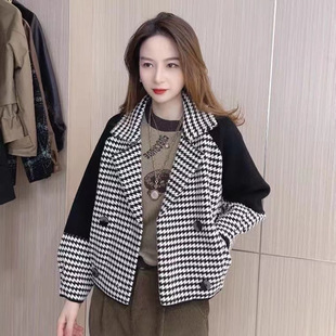 High-grade mink velvet women's coat autumn and winter new suit collar thickened outer wear knitted cardigan top women's Korean style