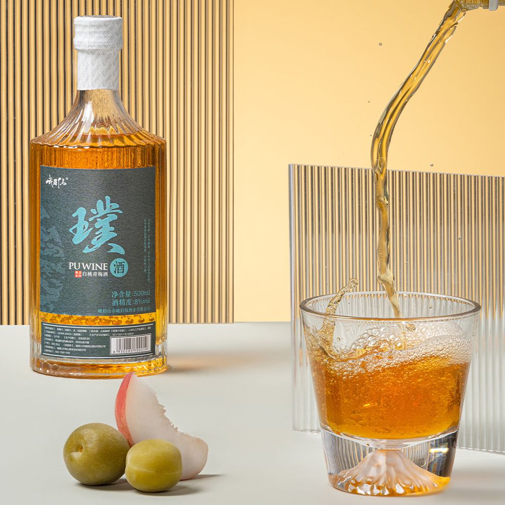 发酵型果味酒峨眉仙威白桃青梅8°果酒桃梅酒果味酒招商批发