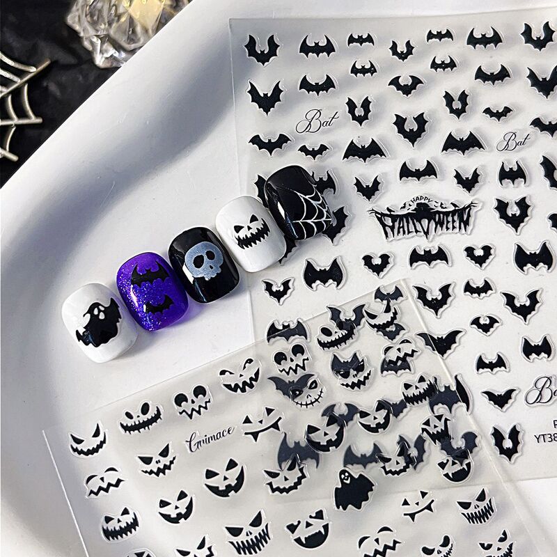 2025 New Halloween Series Black Bat Nail Art Stickers Evil Expression DIY Nail Decoration Stickers Adhesive 2025 New Halloween Series Black Bat Nail Art Stickers Evil Expression DIY Nail Decoration Stickers Adhesive