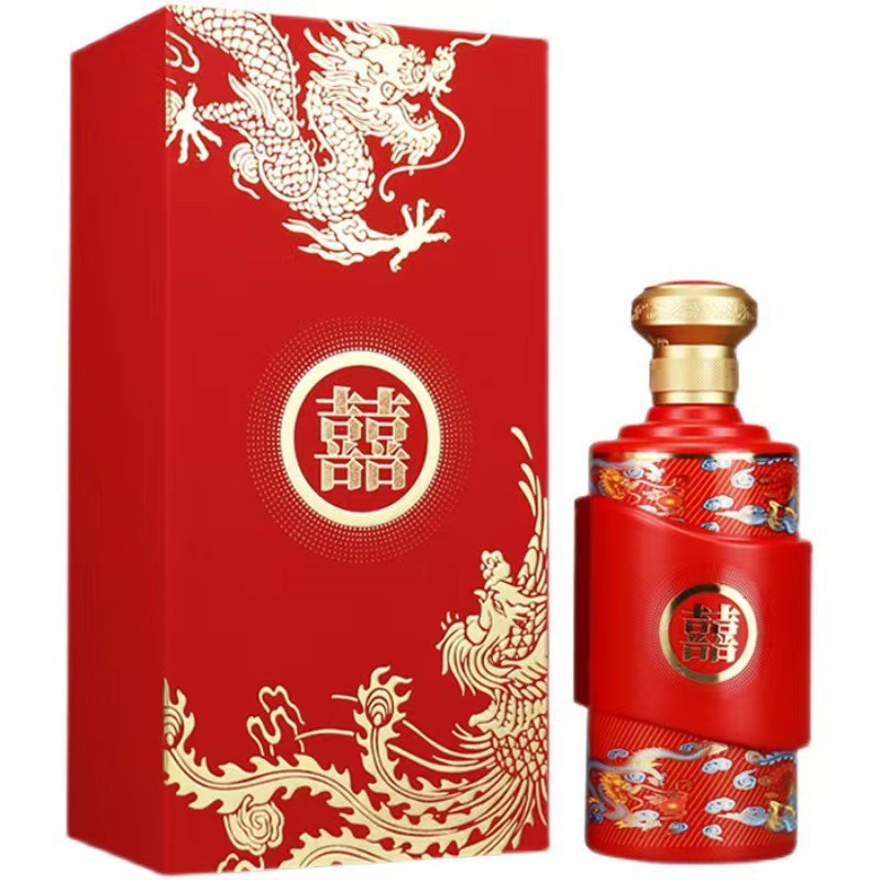 喜宴婚庆红色玻璃瓶家用一斤装散装白酒瓶创意新款密封洋酒酒瓶