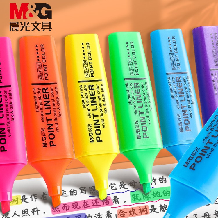 Morning Mg Fluorescent Highlighter Marker Pen for Students, Colored Pens for Taking Notes, Special for Highlighting and Marking Key Points, Large Capacity