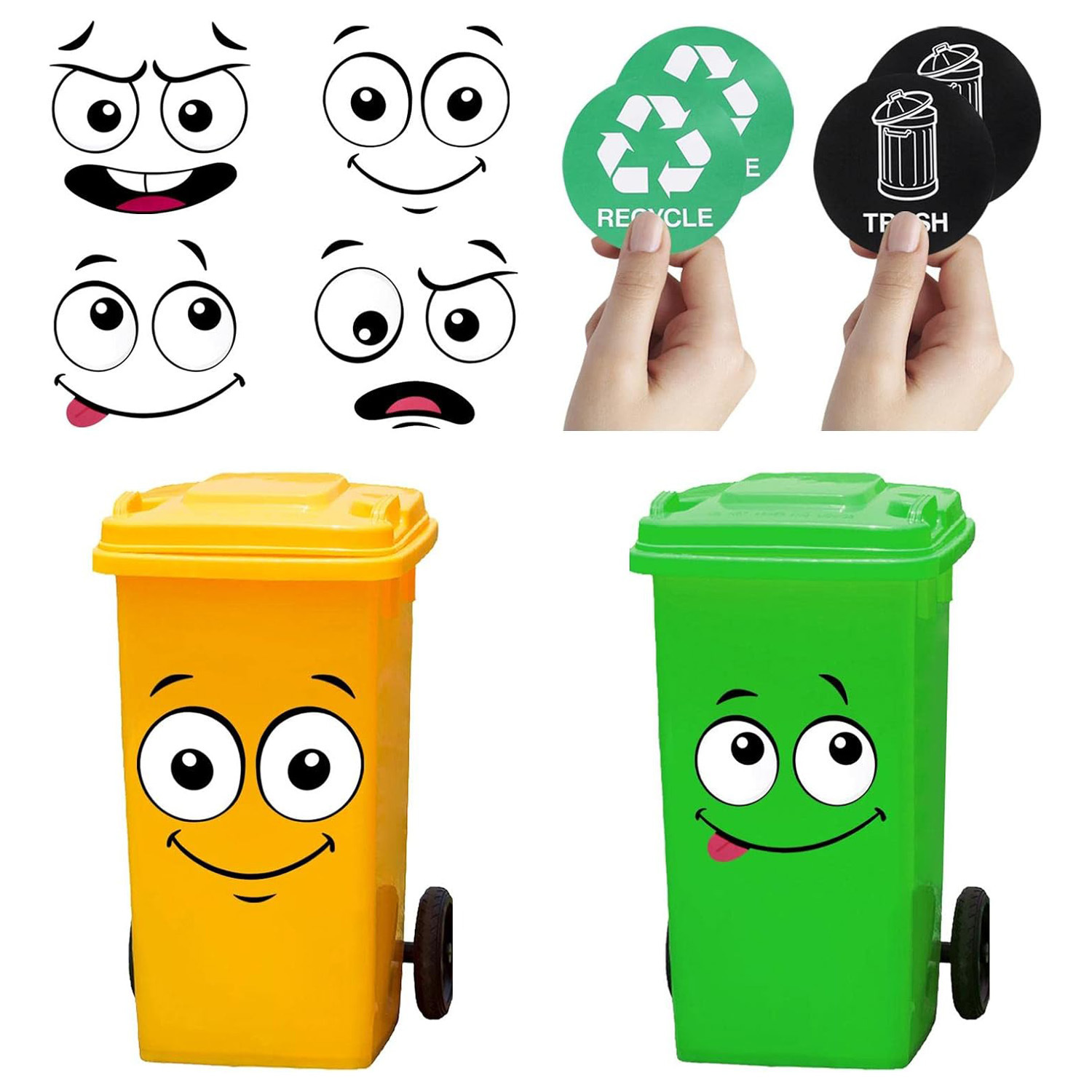 8 piezas de Amazon caricatura emoticon ojos pegatinas de basura pegatinas de pared decoración pegatinas fabricantes de pegatinas refrigeradoras