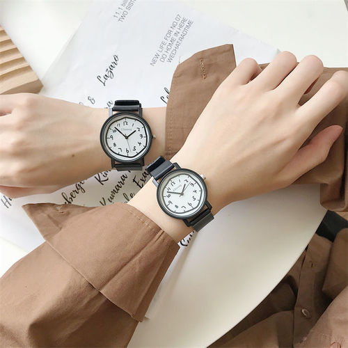 Exam watches Korean version simple trendy large and small student men and women ins college style retro literary couple watch