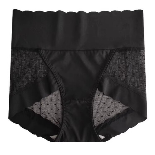 High-waist corset-style underwear for women, comfortable pure cotton, sexy new transparent mesh lace butt-lifting invisible triangle underwear