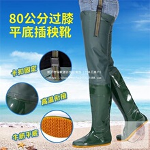 雨裤雨鞋一体男水裤下半身下水裤全身加厚耐磨全身橡胶下水裤过膝