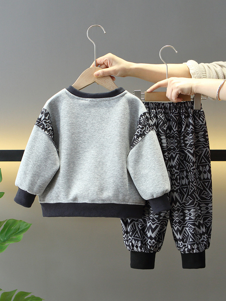 7715 ropa para niños traje de primavera para niños 2025 nuevo suéter para niños de dos piezas ropa de primavera y otoño de moda para bebés