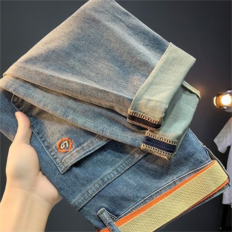 Printemps et automne nouveaux jeans haut de gamme pour hommes marque élastique brodé minceur petite jambe édition coréenne tendance Ins neuf_voghion.com