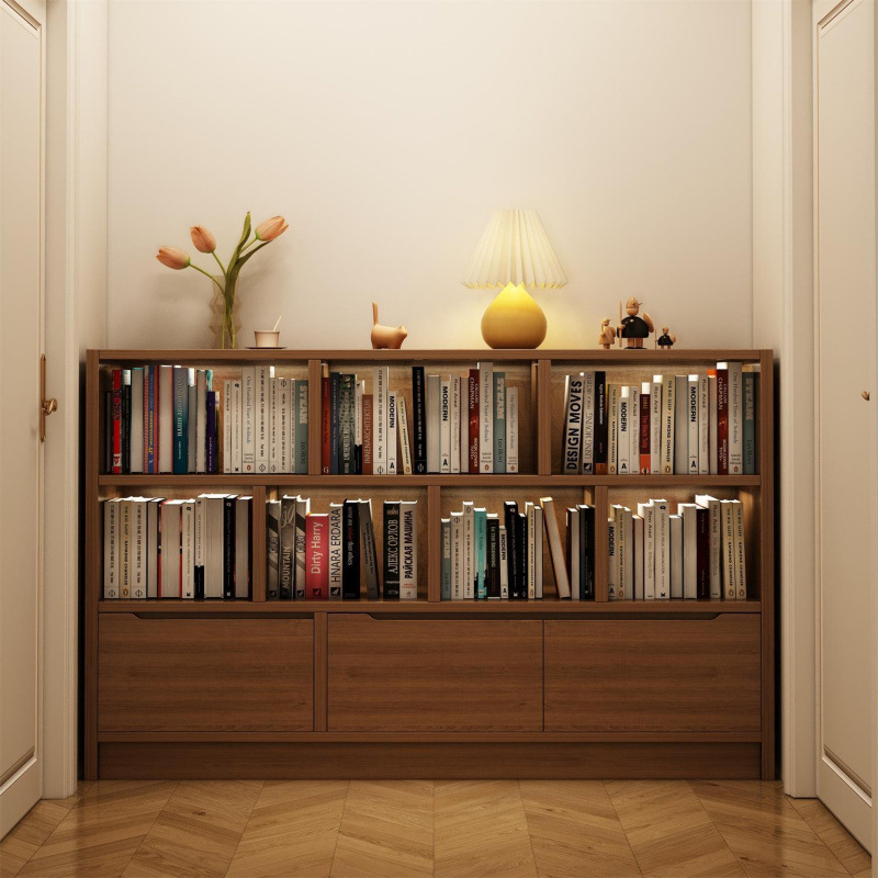 Bookshelf Floor-Standing Storage Rack Storage Cabinet Simple Home Living Room Bedroom Wall-Mounted Kidsren's Grid Cabinet Low Cabinet