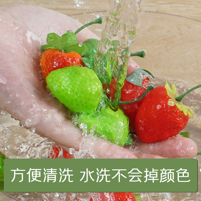 模擬イチゴモデル青と白のイチゴスライス PVC プラスチック偽フルーツ撮影小道具子供の認知教材おもちゃ|undefined