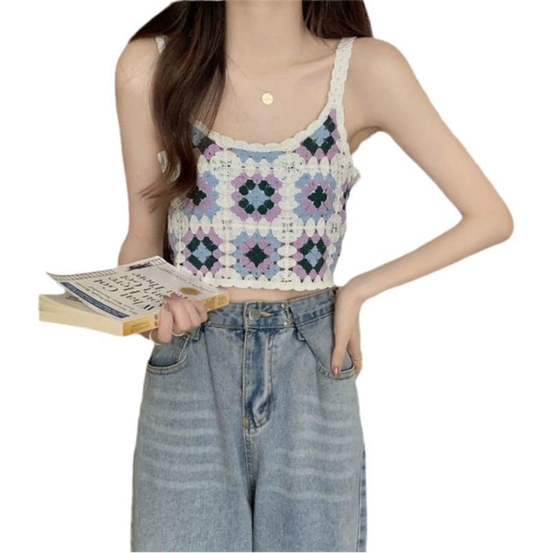 Сексуальный камзол вышитый полый вязаный короткий женский топ с модой в стиле бохо