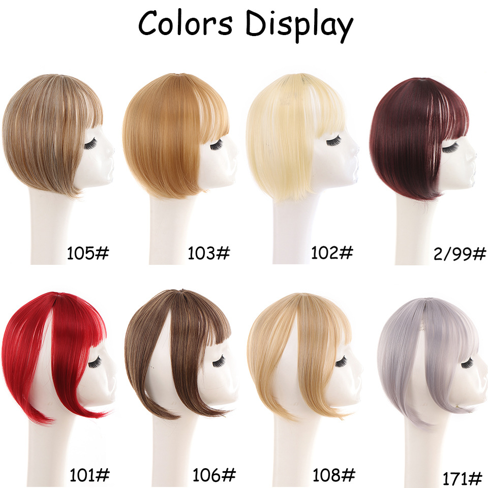 Synthetic hair head top patch French style air bangs wig cover white invisible natural synthetic fiber_voghion.com