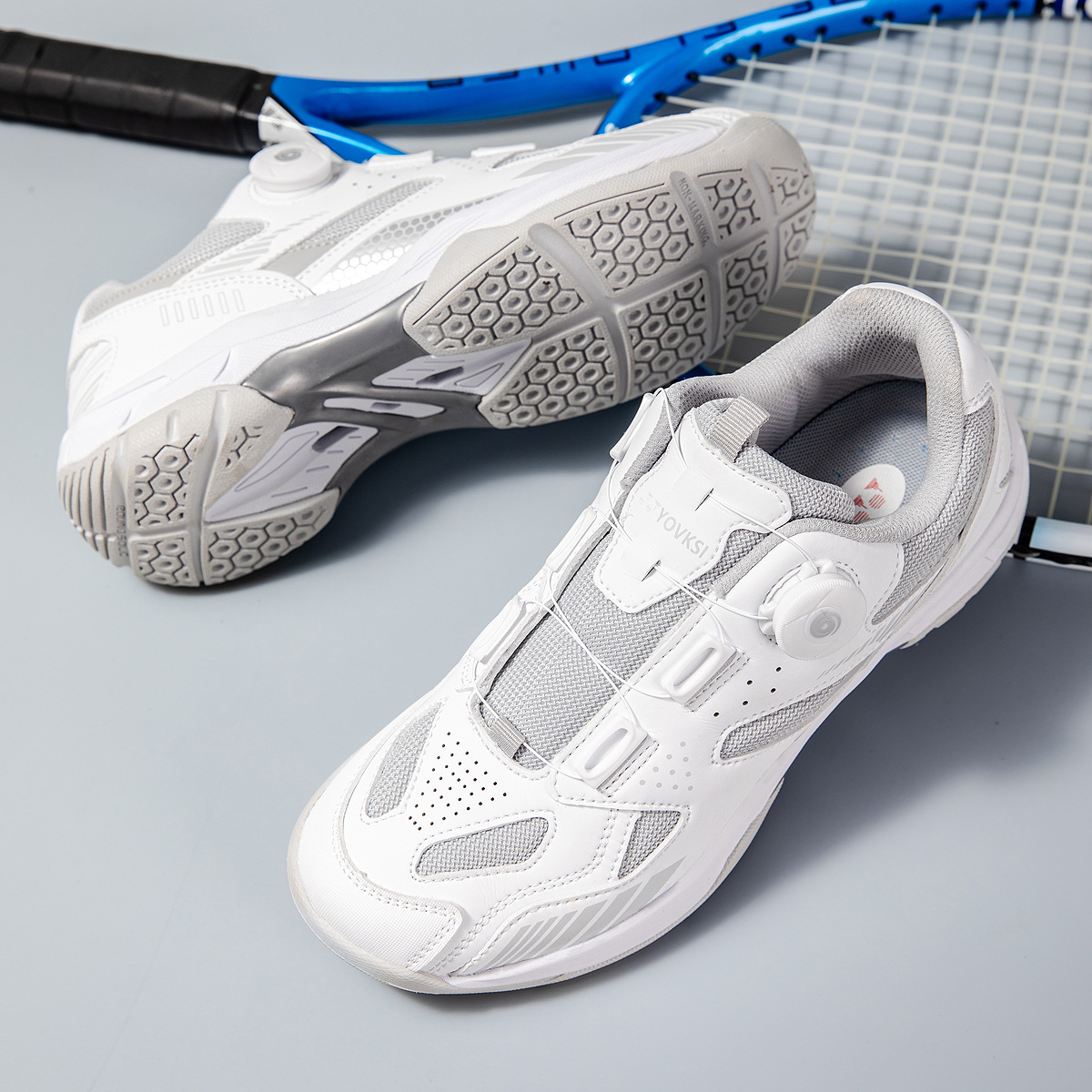 Zapatos de bádminton para parejas, zapatos de entrenamiento antideslizante con base de tendón profesional, zapatos de bádminton de alta calidad de doble botón giratorio