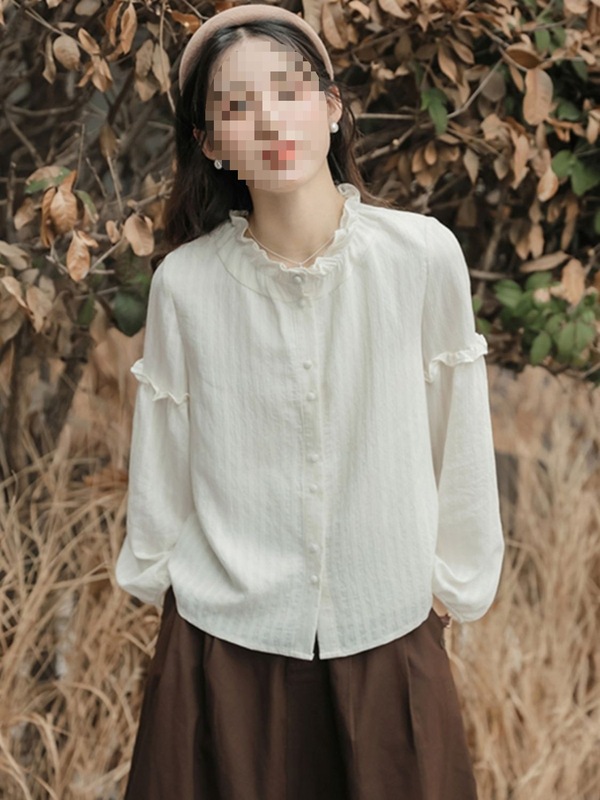 立领衬衫女早秋盐系穿搭2025年新款内搭打底衫法式长袖上衣|undefined