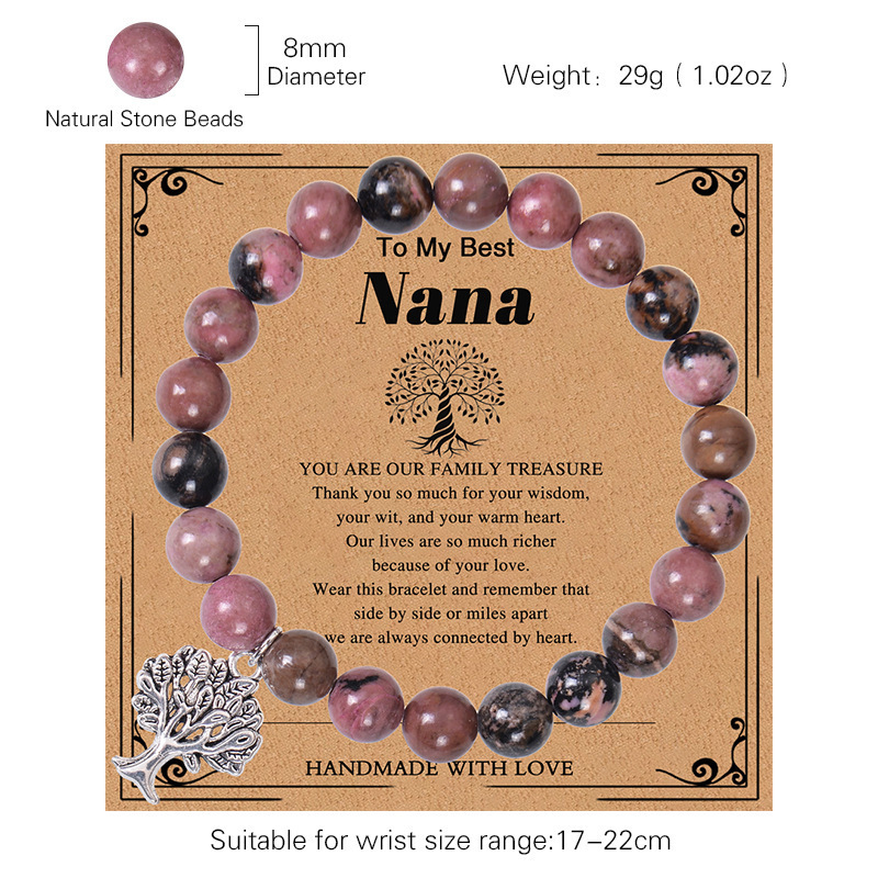 Explosions European and American Grandma Powder Zebra Stone Bracelet Life Tree Pendant Bracelet Nana Grandma Card Gift Explosions European and American Grandma Powder Zebra Stone Bracelet Life Tree Pendant Bracelet Nana Grandma Card Gift
