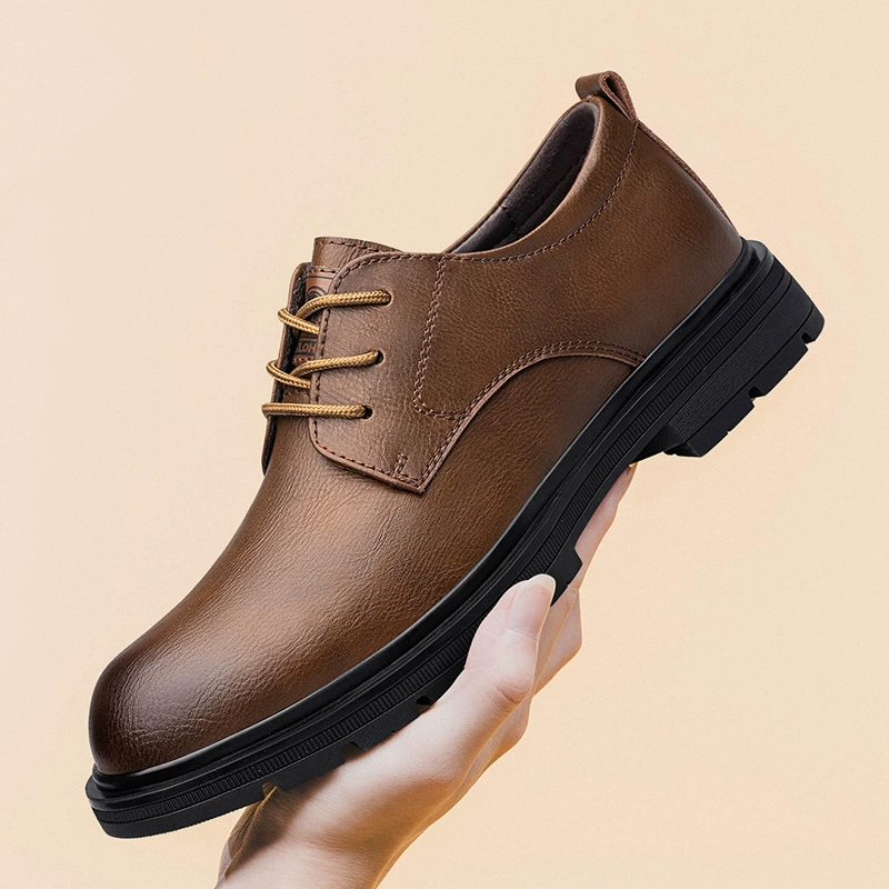 Взрывная мужская повседневная кожаная обувь кожаная обувь большая голова кожаная обувь мужская деловая мужская обувь толстая подошва удобная износостойкая молодежная кожаная обувь мужская
