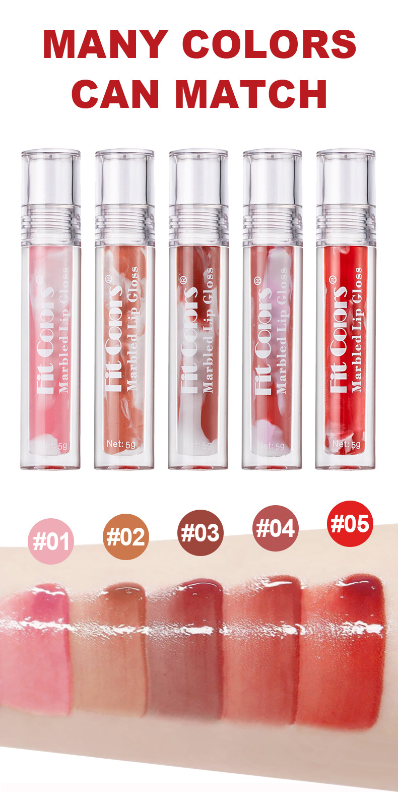 Fit Colors Marble Mirror Lip Gloss Water Essence Lip Mask Easy to Apply lip gloss undefined
