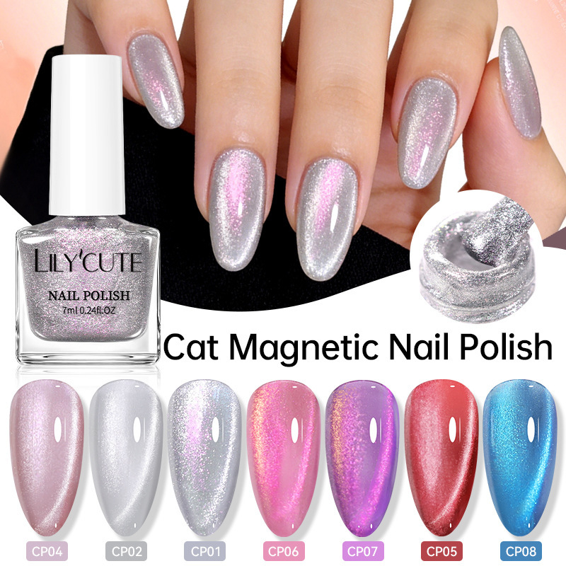 Lilycute Cross-Border Nail Polish with Fine Glitter Cat Eye Effect, No-Bake Quick-Dry Multi-Color High-Gloss Shiny Nail Polish Lilycute Cross-Border Nail Polish with Fine Glitter Cat Eye Effect, No-Bake Quick-Dry Multi-Color High-Gloss Shiny Nail Polish