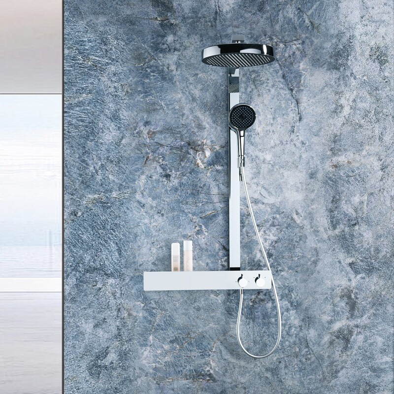 Domestic Alternative Silver Three-Function Shower Mixing Valve Set for Home Bathroom, All-Copper Water System, Thermostatic Rain Shower Domestic Alternative Silver Three-Function Shower Mixing Valve Set for Home Bathroom, All-Copper Water System, Thermostatic Rain Shower