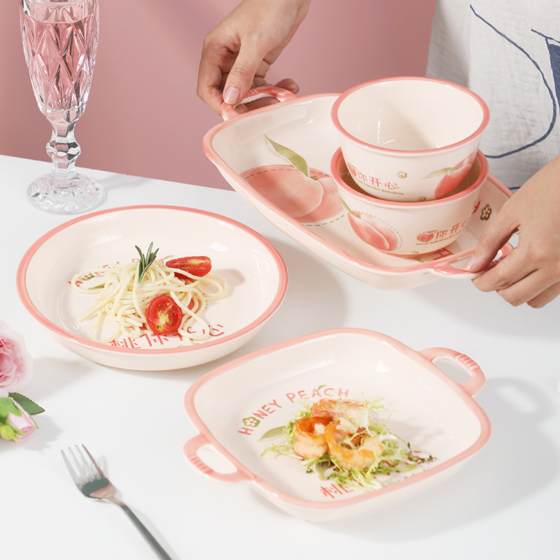 釉薬の下の陶磁器の碗の食器のセットの家庭用のご飯の碗の野菜の皿の果物のネットの赤いスープの碗の魚の皿はありません。|undefined