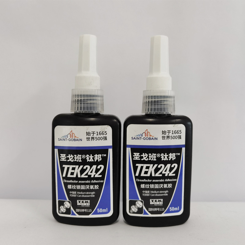 圣戈班钛邦螺纹锁固厌氧胶TEK242螺纹胶防松工业耐腐蚀润滑胶水