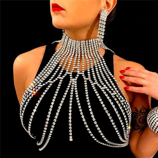 AliExpress горячая Распродажа роскошный полный горный хрусталь кисточка грудная цепочка дамы сексуальный кристалл бюстгальтер ожерелье ювелирные изделия для тела оптом