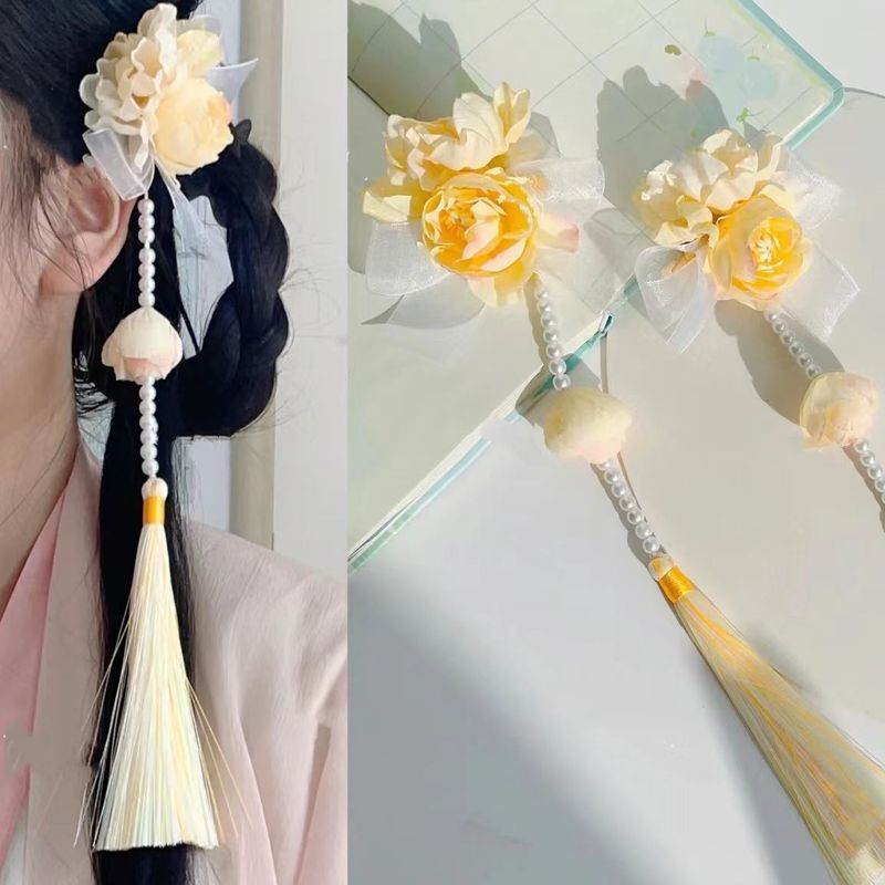 アンティーク風ヘアピン、アジサイ、サイドシルクフラワーヘアピン、カラフルなロープタッセルヘアピン、グラデーションアンティーク風、小さな香り、スーパーフェアリー|undefined