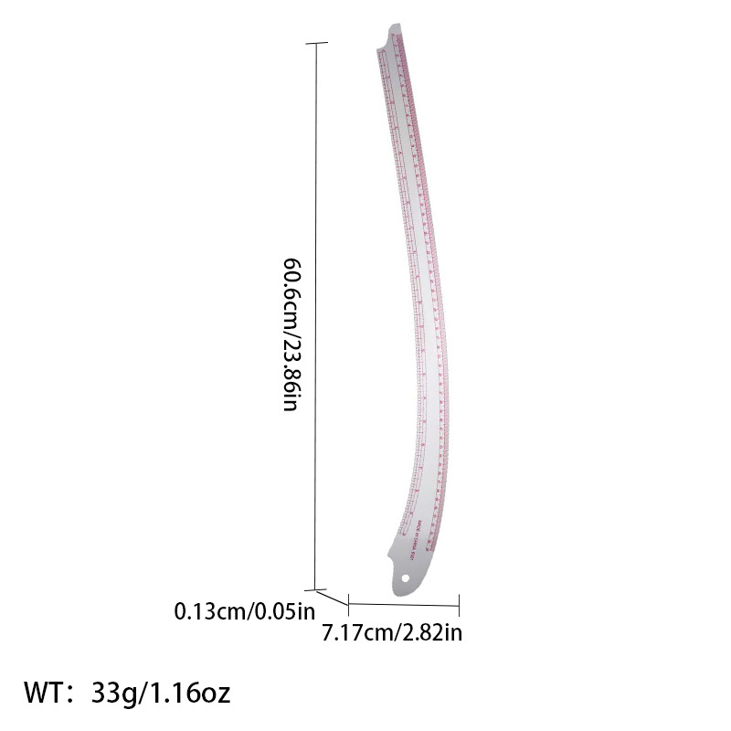 Regla de curva directa de fábrica Botón regla de arco regla de ropa regla de corte traje de regla de jaula de manga regla de tamaño colección