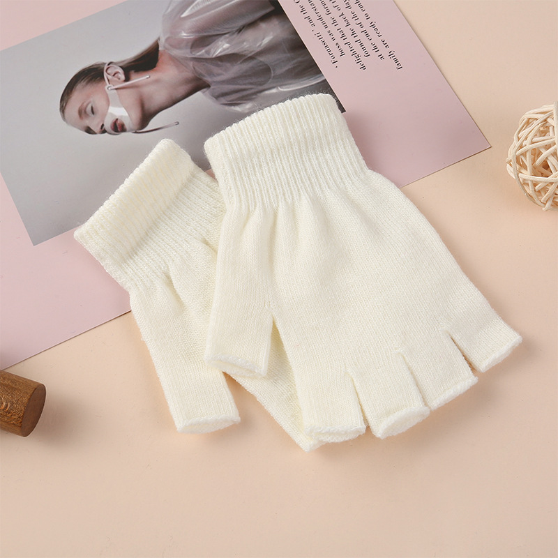 Especial transfronterizo para otoño e invierno cálido color sólido punto medio dedo guantes estudiante escribiendo guantes de entrenamiento sin dedos logotipo impreso