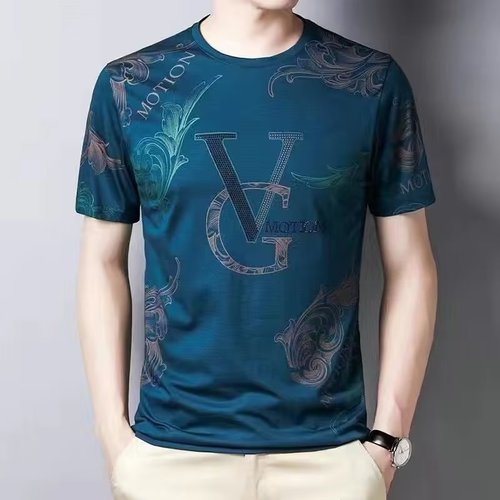 Lifestyle printed temperament fashionable trendy brand summer short sleeve top men's trendy round neck short sleeve T-shirt