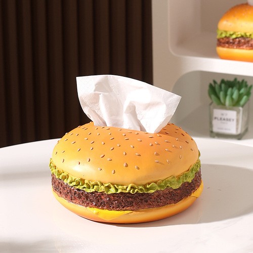 Hamburger Napkin Box Novelty Cartoon Creative American Retro Living Room Tissue Box Home Decorative Ornament Gift
