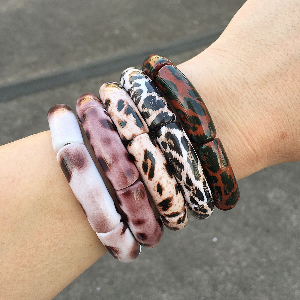 1 Piece Quantity Daily Occasion Retro Ethnic Style Leopard Arylic Bangles Wholesale