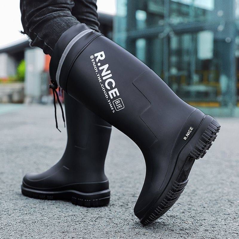 3313 Men's High-end Rain Boots Men's Fashion Non-slip Waterproof Shoes Long Rubber Shoes Rider Rain Boots Work Shoes Fishing Shoes