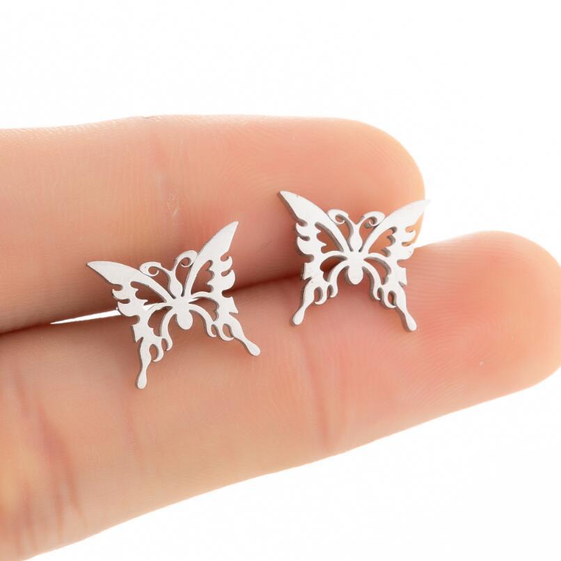 Women's Simple Style Butterfly Stainless Steel No Inlaid Ear Studs Plating Stainless Steel Earrings display picture 2