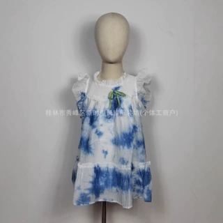 扎染童装手工植物染男童女童吊带裙旅游民族服饰批发度假风