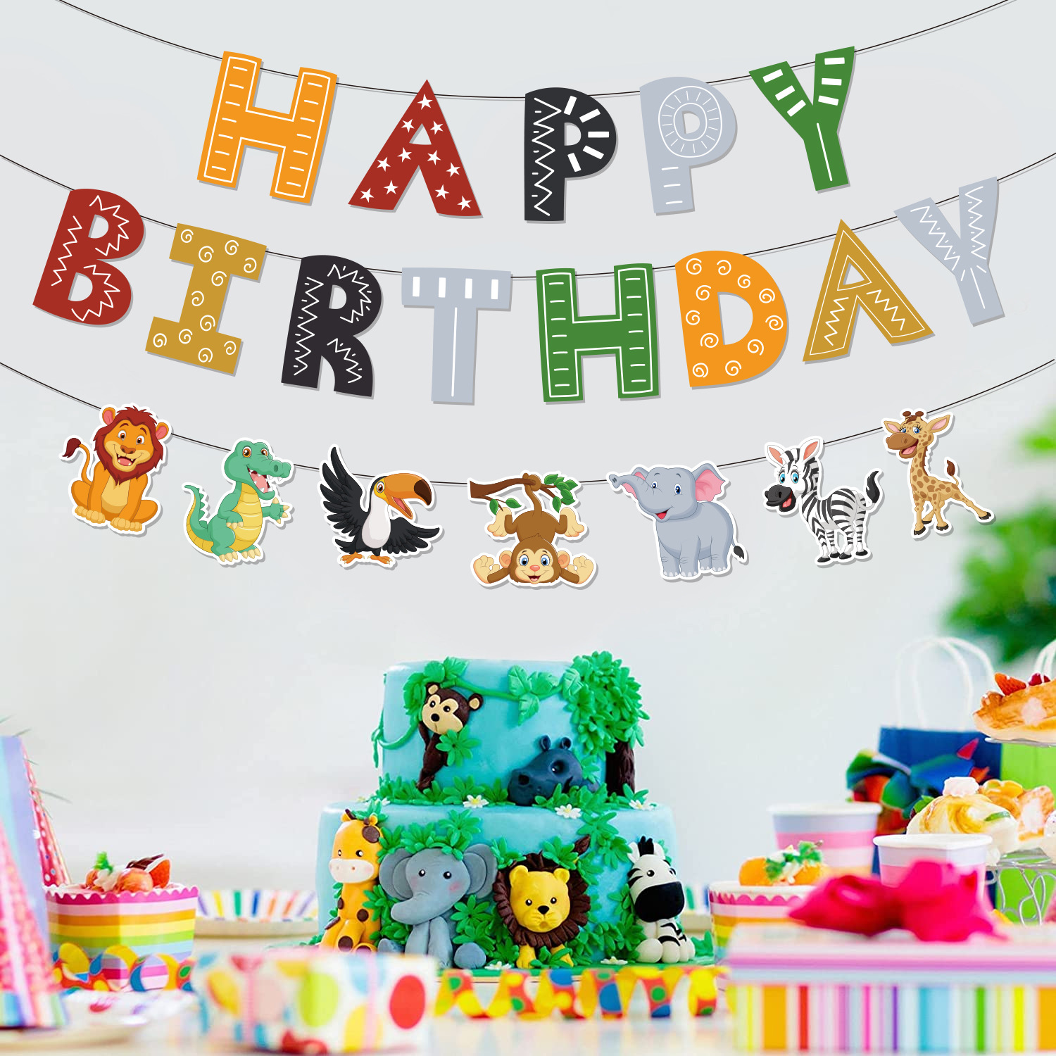 Tema de dibujos animados fiesta cumpleaños tirar de la bandera vehículo de ingeniería feliz birthday cumpleaños dinosaurio camión de bomberos banner