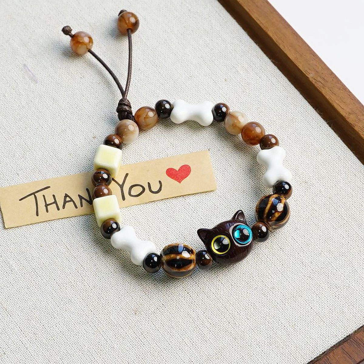 Jingdezhen pulsera de cerámica de verano mujer alta sensación galletas serie de gatos nicho diseño universal pulsera alta sensación