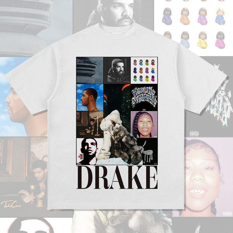 Cross-border Retro Hip-hop DRAKE Duck SSS4U Printed Short-sleeved T-shirt Heavy-duty Long-sleeved Crewneck Hooded Sweatshirt Cross-border Retro Hip-hop DRAKE Duck SSS4U Printed Short-sleeved T-shirt Heavy-duty Long-sleeved Crewneck Hooded Sweatshirt