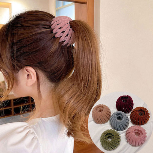 Temperamental flocking bird's nest hair ring hair iron for girls to tie high ponytail, internet celebrity  new grabber headgear