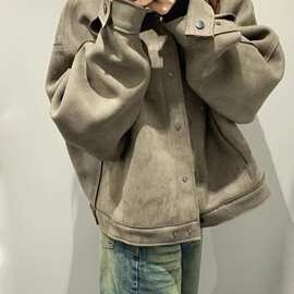 美式复古短款亲肤外套女春秋季2025新款慵懒中性风宽松夹克上衣