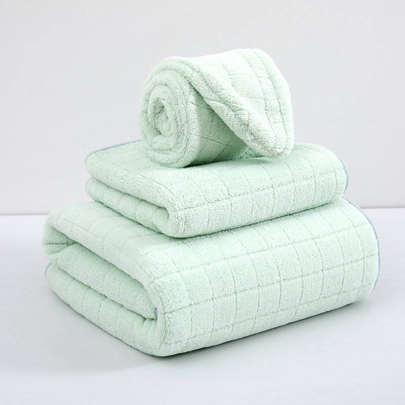 [สี่เหลี่ยม] สีเขียว / [35*75ซม.] อัพเกรดผ้าเช็ดตัว