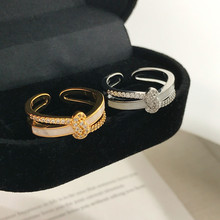 明星同款简约轻奢小众设计滴油双层交叉开口戒指时尚气质食指戒女